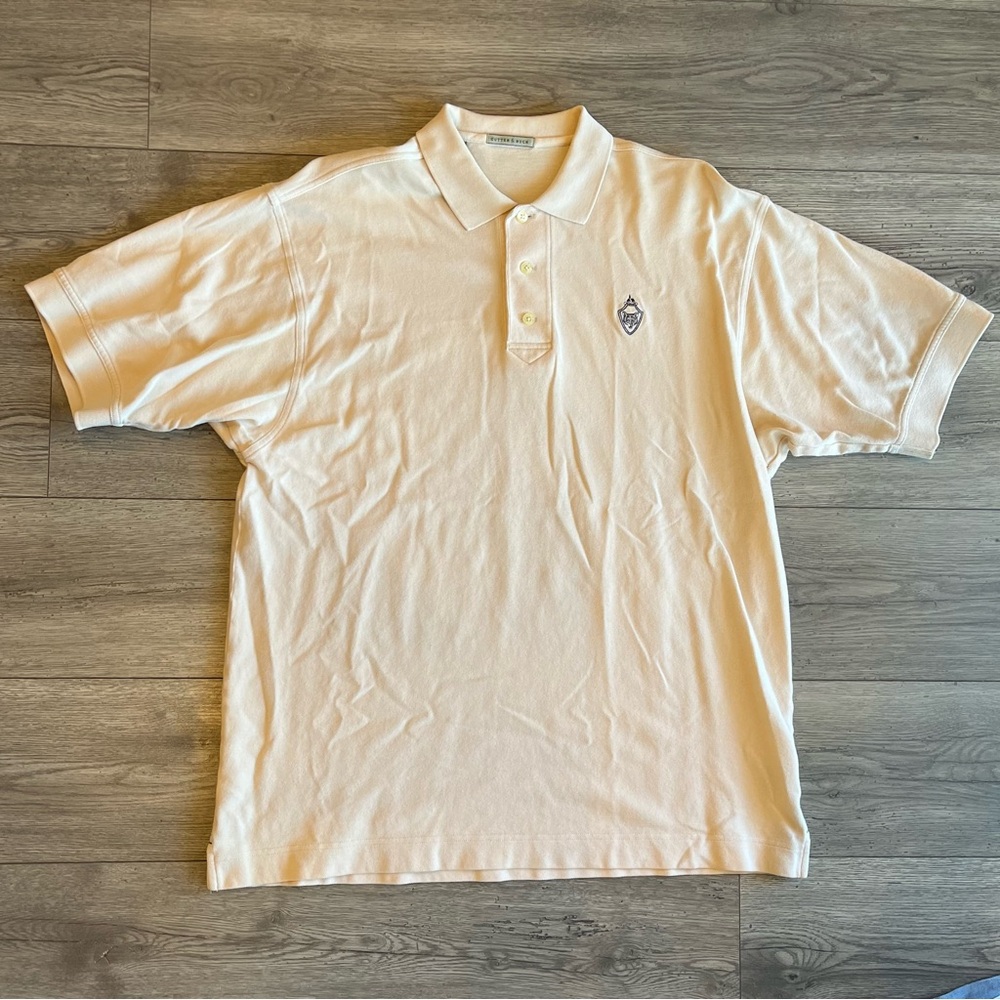 Cutter & Buck Men’s Yellow Short Sleeve Polo Shirt Cotton Wolf Shield Crown XL
